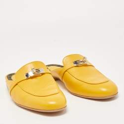 Hermes Yellow Leather Oz Flat Mules Size 41