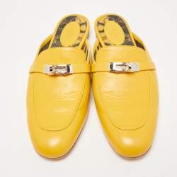Hermes Yellow Leather Oz Flat Mules Size 41