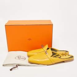 Hermes Yellow Leather Oz Flat Mules Size 41