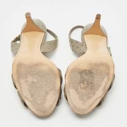 Pre Owned Hermes Grey Ostrich Night Slingback Sandals Size 37