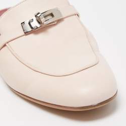 Hermes Pink Leather Oz Flat Mules Size 41