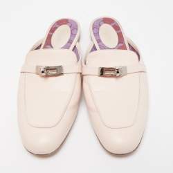 Hermes Pink Leather Oz Flat Mules Size 41