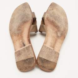 Hermes Brown Leather Oran Flat Slides Size 40