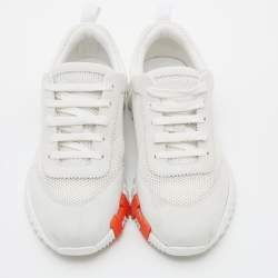 مملوكة مسبقًا Hermes White/Grey Suede and Mesh Bouncing Sneakers Size 38.5