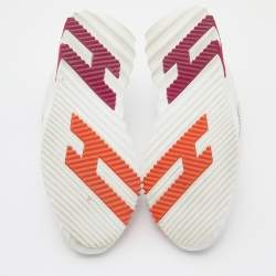 مملوكة مسبقًا Hermes White/Grey Suede and Mesh Bouncing Sneakers Size 38.5