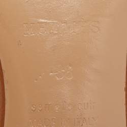 مملوكة مسبقًا Hermes Tan Leather Oasis Slide Sandals Size 38