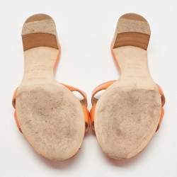 Hermes Orange Leather Oasis Slide Sandals Size 39
