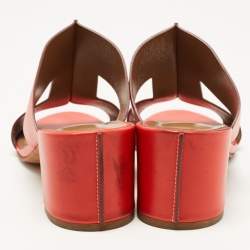 Hermes Red Leather Ostia Sandals Size 39