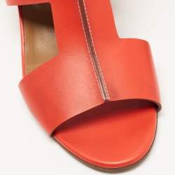Hermes Red Leather Ostia Sandals Size 39