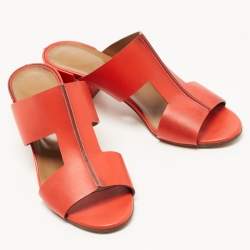 Hermes Red Leather Ostia Sandals Size 39