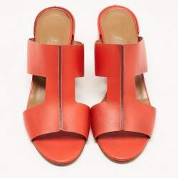 Hermes Red Leather Ostia Sandals Size 39
