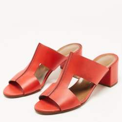 Hermes Red Leather Ostia Sandals Size 39