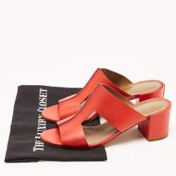 Hermes Red Leather Ostia Sandals Size 39