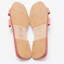 Pre Owned Hermes Pink Leather Oran Slide Sandals Size 37