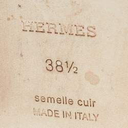 Pre Owned Hermes Brown Leather Santorini Ankle Strap Sandals Size 38.5