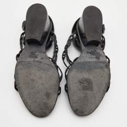 Hermes Black Leather Romanza Sandals Size 38