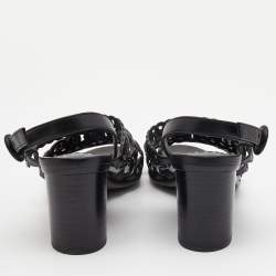 Hermes Black Leather Romanza Sandals Size 38