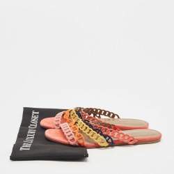 Hermes Multicolor Suede Thalassa Flat Slides Size 38
