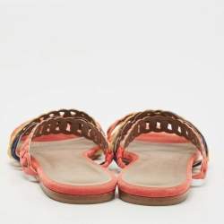 Hermes Multicolor Suede Thalassa Flat Slides Size 38
