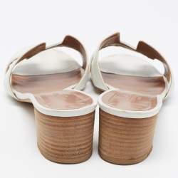 Hermes White Leather Oasis Sandals Size 38