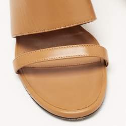 Hermes Brown Leather Block Heel Sandals Size 38