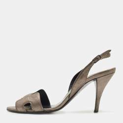 Hermes Metallic Leather Night Ankle Strap Sandals Size 38