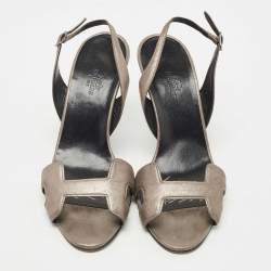 Hermes Metallic Leather Night Ankle Strap Sandals Size 38