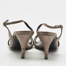 Hermes Metallic Leather Night Ankle Strap Sandals Size 38