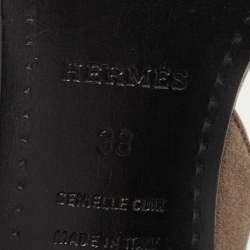 Hermes Metallic Leather Night Ankle Strap Sandals Size 38