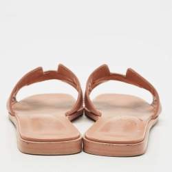 Hermes Pink Leather Oran Flat Slides Size 38