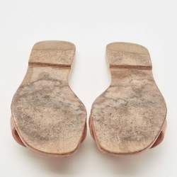 Hermes Pink Leather Oran Flat Slides Size 38