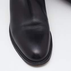 Hermes Black Leather  H Jumping Knee Length Boots Size 38