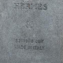 مملوكة مسبقًا Hermes Black Leather Oran Flat Slides Size 38