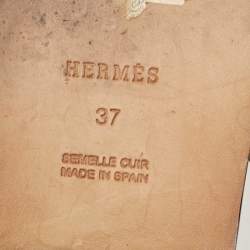 مملوكة مسبقًا Hermes Black Leather Flat Slides Size 37