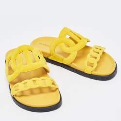 Hermes Yellow Suede Extra Sandals Size 40