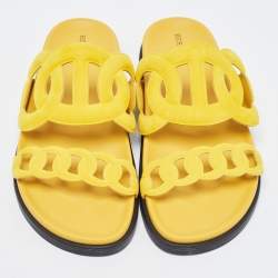 Hermes Yellow Suede Extra Sandals Size 40
