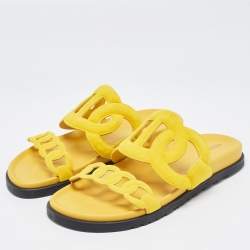 Hermes Yellow Suede Extra Sandals Size 40