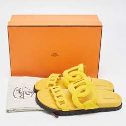 Hermes Yellow Suede Extra Sandals Size 40