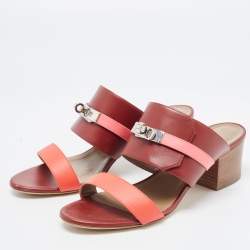 Hermes Tricolor Leather Ovation Sandals Size 38.5