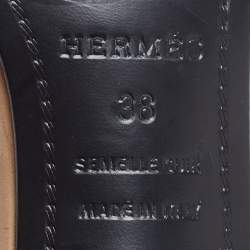 Pre Owned Hermes Brown Leather Premiere Ankle Strap Sandals Size 38