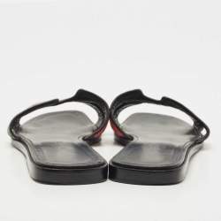 Pre Owned حذاء سلايدز هيرمس فلات أوران جلد بني مقاس 39