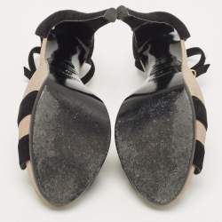 Hermes Black/Gold Metallic Suede Premiere 70 Sandals Size 37