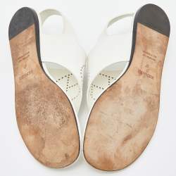 Pre Owned Hermès White Leather Kola Thong Flat Slingback Sandals Size 37