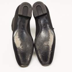 Pre Owned Hermes Black Knit Fabric Duo Ankle Boots Size 37