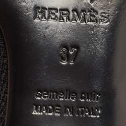 Pre Owned Hermes Black Knit Fabric Duo Ankle Boots Size 37
