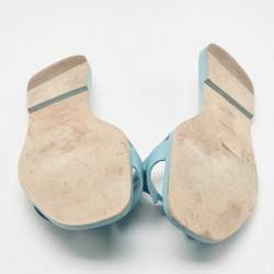 مملوكة مسبقًا Hermes Blue Leather Oran Sandals Size 39.5