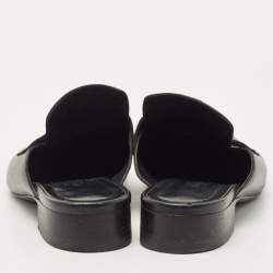 Hermes Black Leather Vincennes Mules Size 38