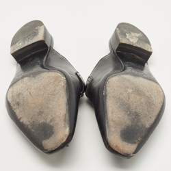 Hermes Black Leather Vincennes Mules Size 38