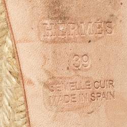 Pre Owned Hermes Metallic Woven Leather Sofia Espadrille Wedge Sandals Size 39