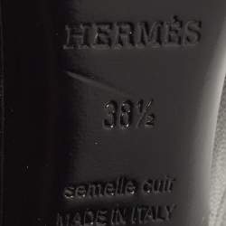 Hermes Black Leather Paradis Block Heel Mule Sandals Size 38.5